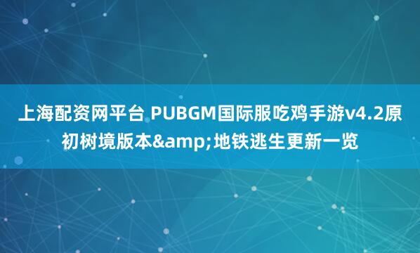 上海配资网平台 PUBGM国际服吃鸡手游v4.2原初树境版本&地铁逃生更新一览